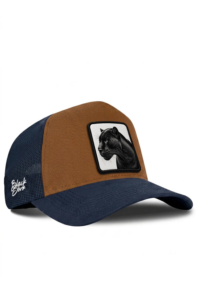 Panter Logolu Lacivert-Camel Trucker Şapka