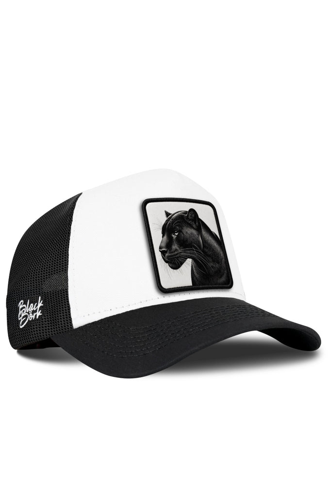 Panter Logolu Siyah Beyaz Trucker Şapka