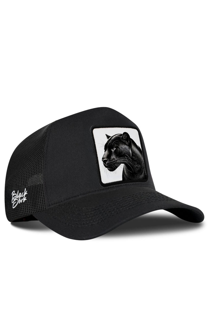 Black Trucker Cap with Panther Logo