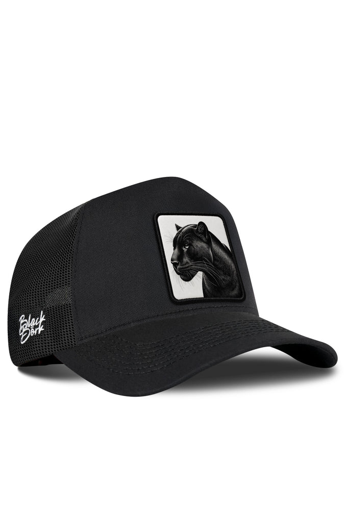 Panter Logolu Siyah Trucker Şapka