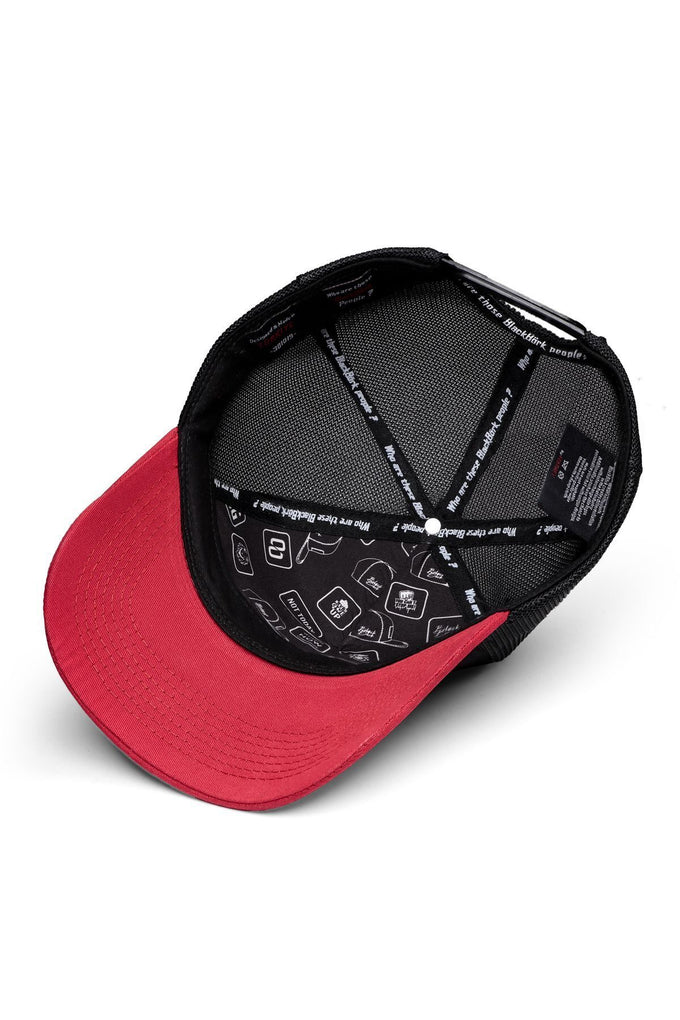 Red-Black Trucker Cap with Finger Logo