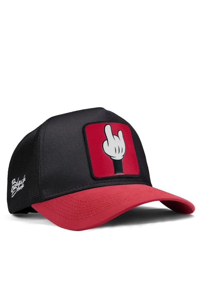 parmak-logolu-kirmizi-siyah-trucker-sapka-2423 - BlackBörk TR