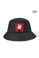 Parmak Logolu Siyah Bucket Şapka