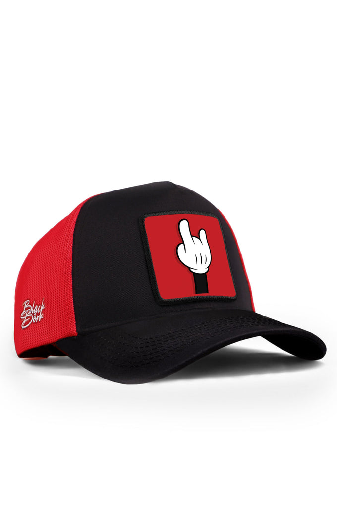 parmak-logolu-siyah-kirmizi-trucker-sapka-5631 - BlackBörk TR