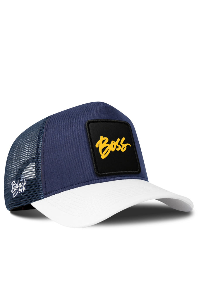 Patron Logolu Cordura Beyaz-Lacivert Trucker Şapka