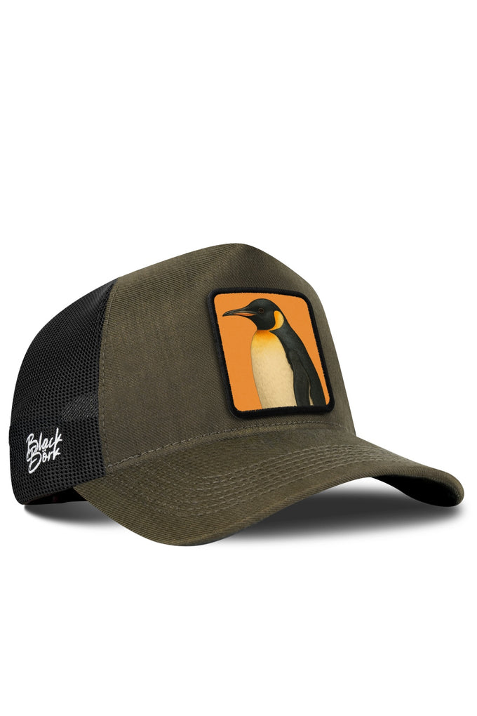 Penguen Logolu Cordura Haki-Siyah Trucker Şapka
