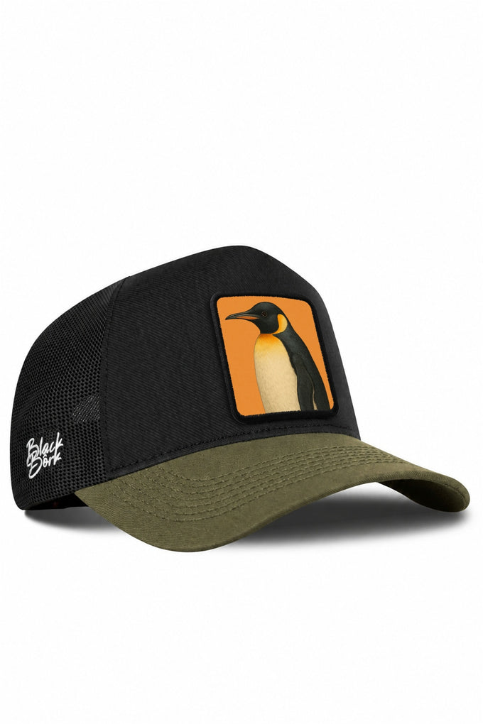 Penguen Logolu Cordura Haki-Siyah Trucker Şapka