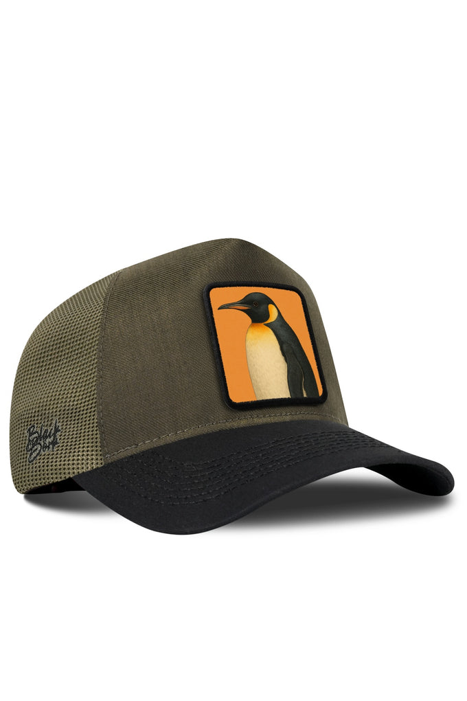 Penguen Logolu Cordura Siyah-Haki Trucker Şapka