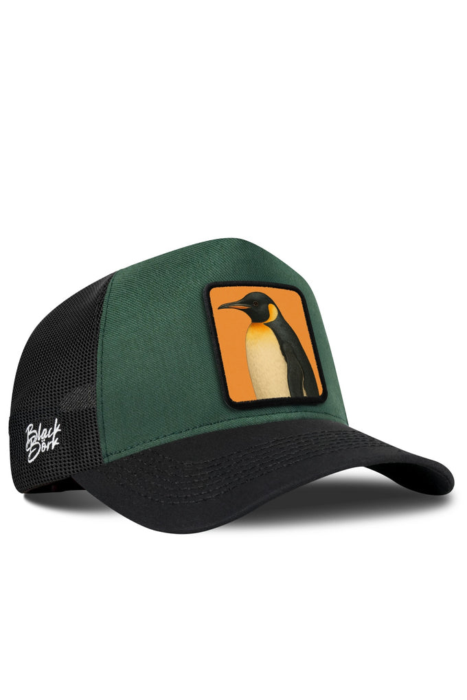 Penguen Logolu Cordura Siyah-Petrol Yeşili Trucker Şapka