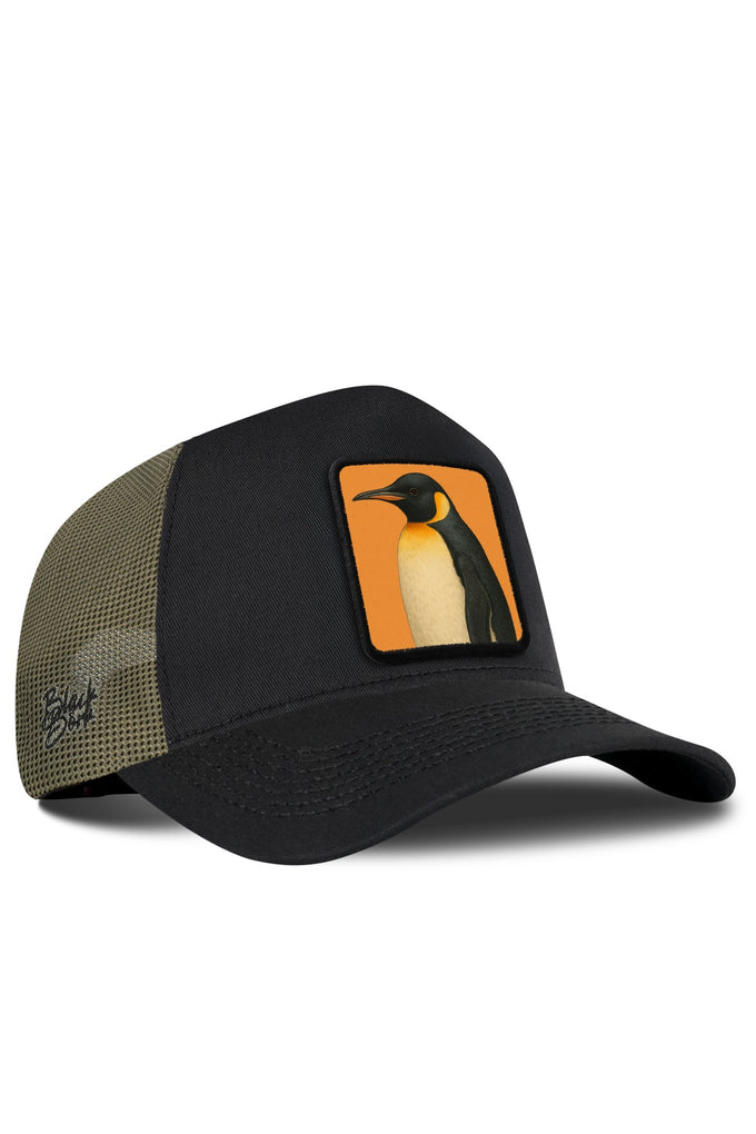 Penguen Logolu Haki-Siyah Trucker Şapka
