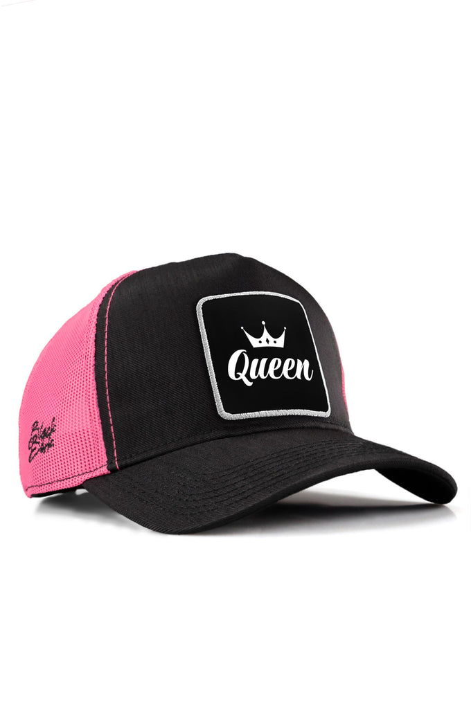 queen-logolu-cordura-siyah-pembe-trucker-sapka-5679 - BlackBörk TR