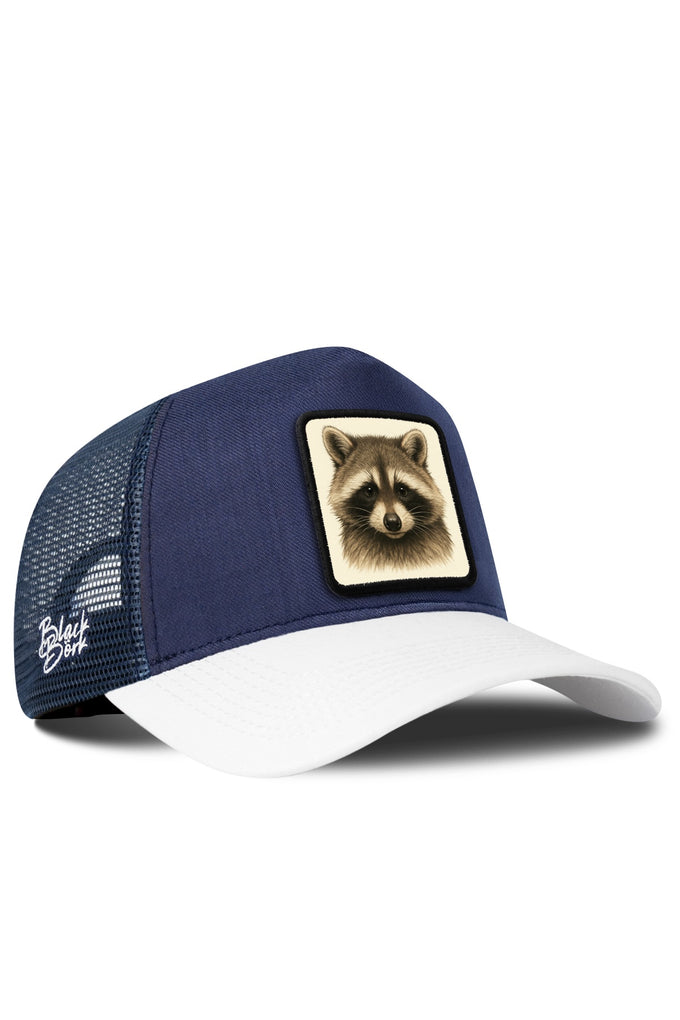 Rakun Logolu Cordura Beyaz-Lacivert Trucker Şapka