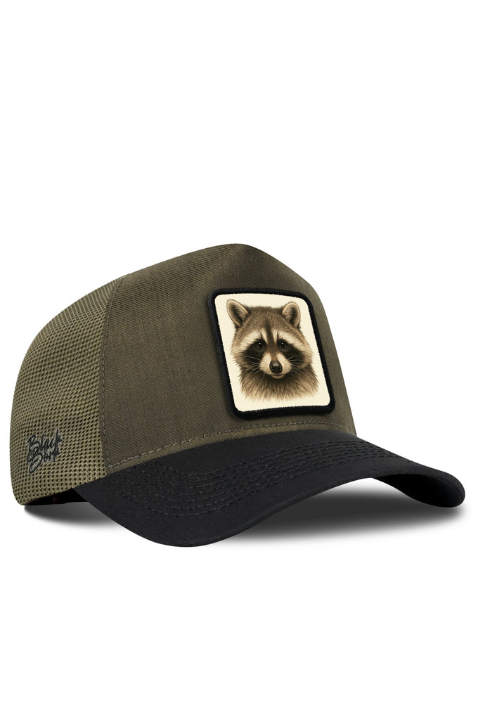 Rakun Logolu Cordura Siyah-Haki Trucker Şapka