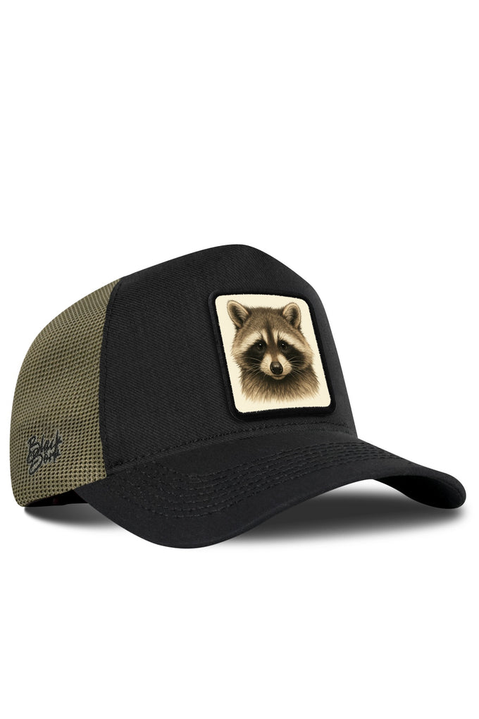 Rakun Logolu Cordura Siyah-Haki Trucker Şapka