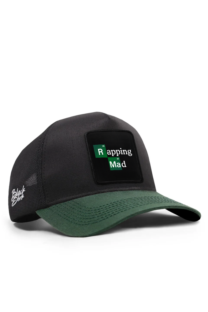 rapping-mad-logolu-cordura-petrol-yesili-siyah-trucker-sapka-5428 - BlackBörk TR