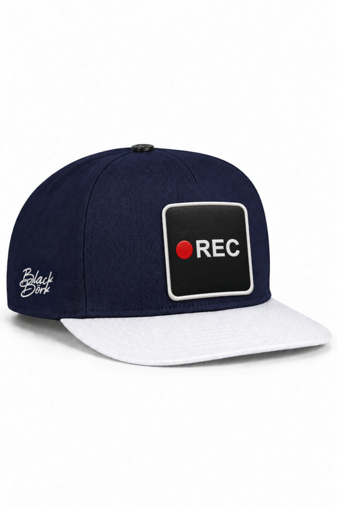 Rec Logolu Beyaz-Lacivert Hip Hop Şapka