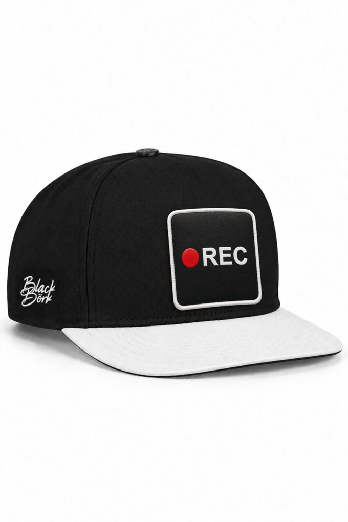 Rec Logolu Beyaz-Siyah Hip Hop Şapka