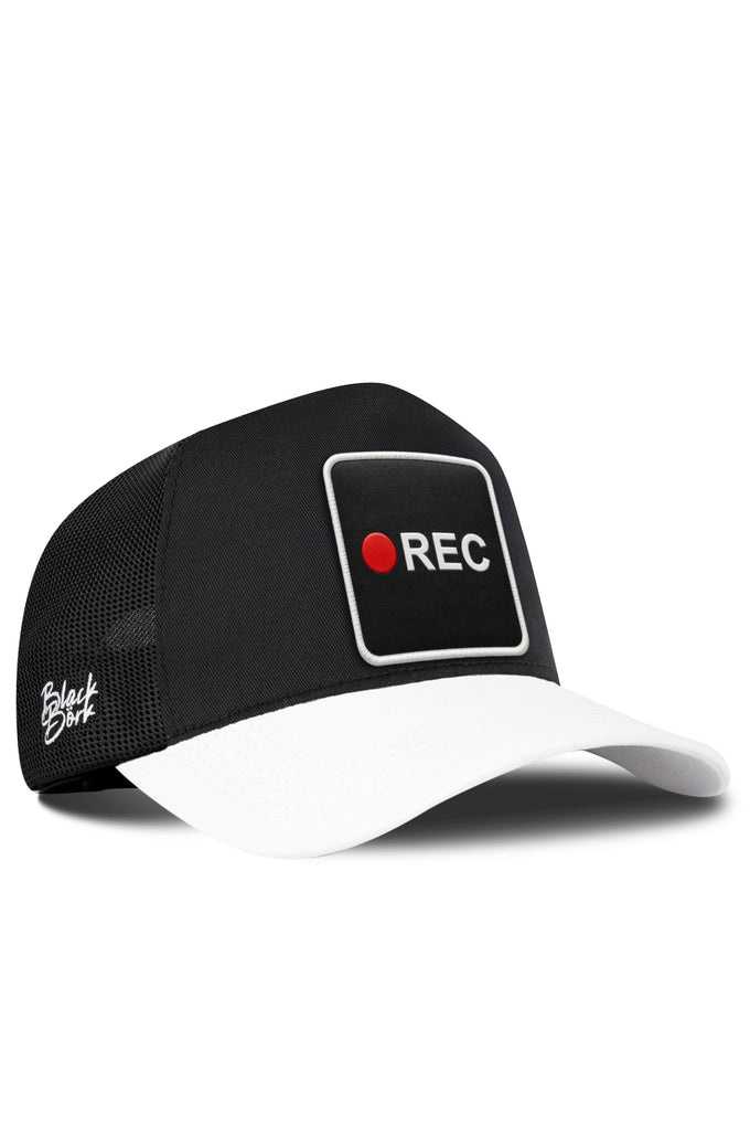 Rec Logolu Beyaz-Siyah Trucker Şapka