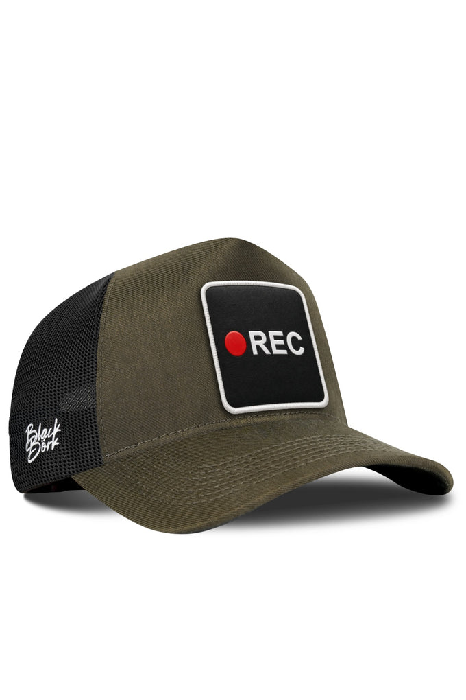 Rec Logolu Cordura Haki-Siyah Trucker Şapka