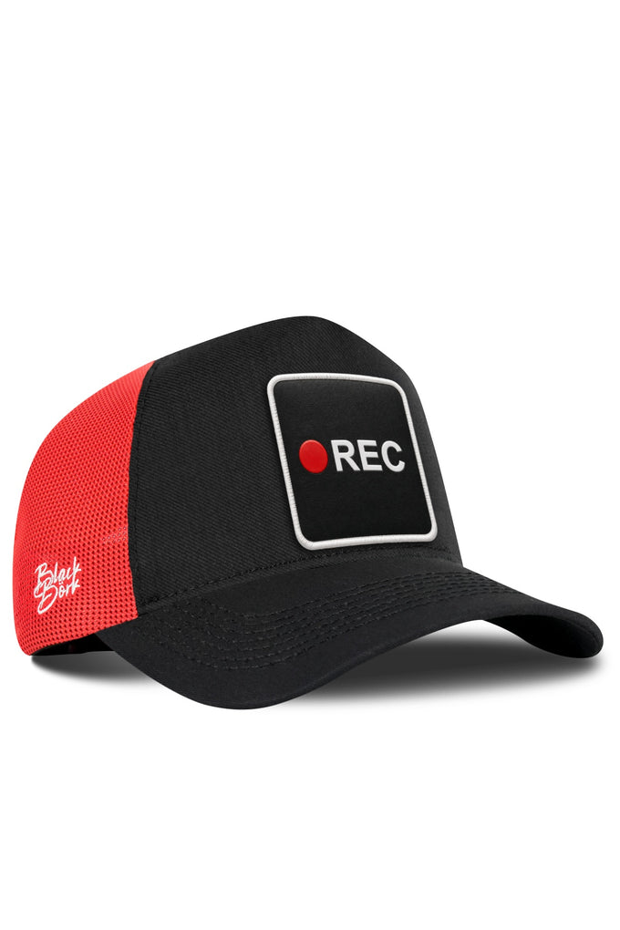 Rec Logolu Cordura Siyah-Kırmızı Trucker Şapka