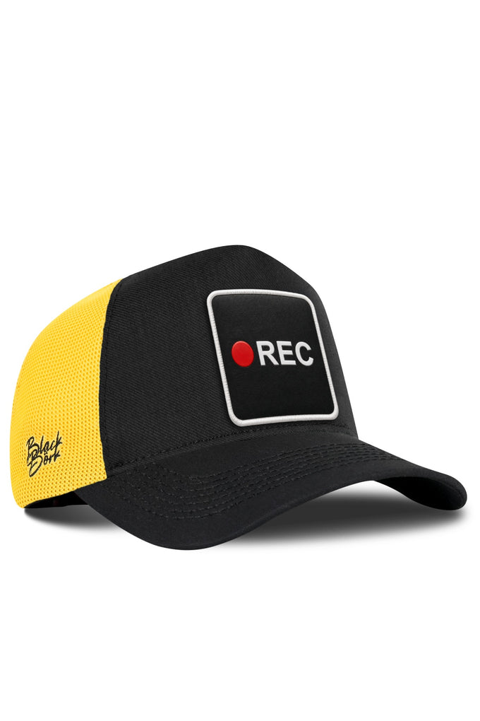 Rec Logolu Cordura Siyah-Sarı Trucker Şapka