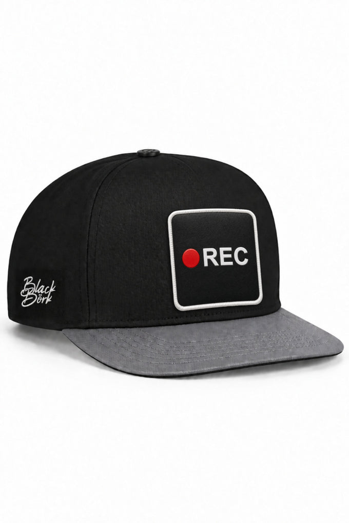 Rec Logolu Gri-Siyah Hip Hop Şapka