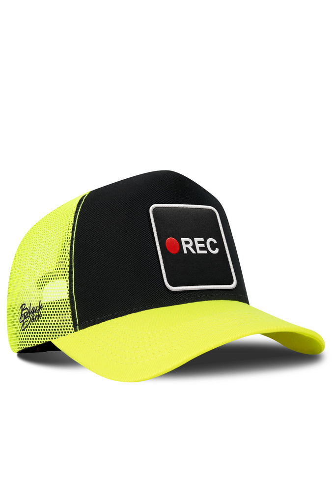 Rec Logolu Neon-Siyah Trucker Şapka