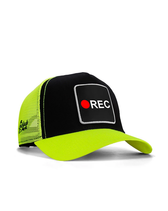 Rec Logolu Neon-Siyah Trucker Şapka