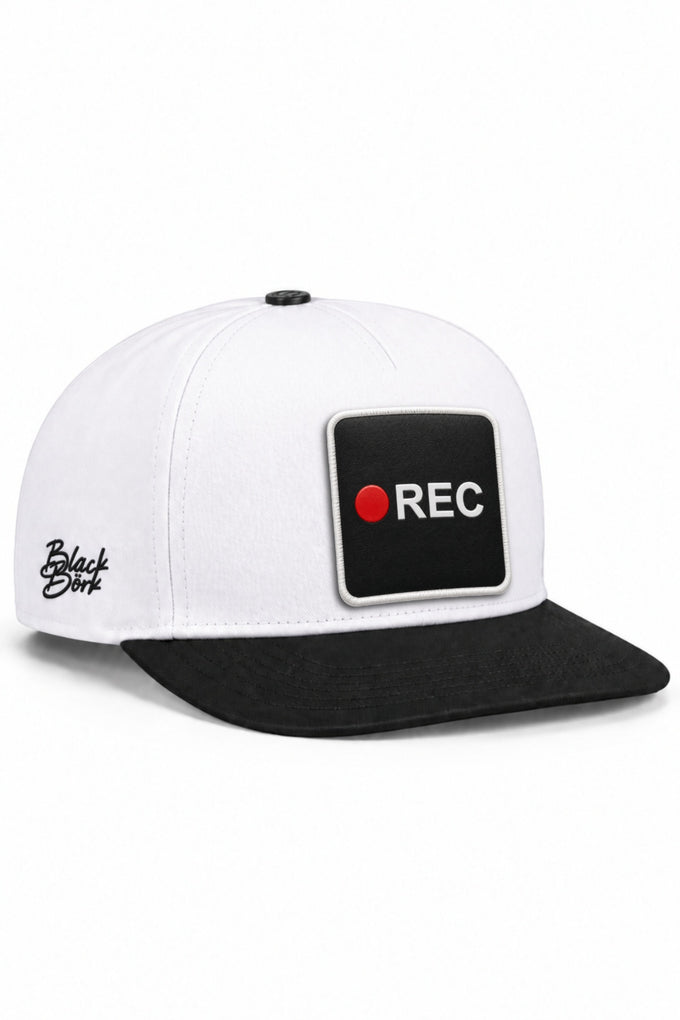 Rec Logolu Siyah-Beyaz Hip Hop Şapka
