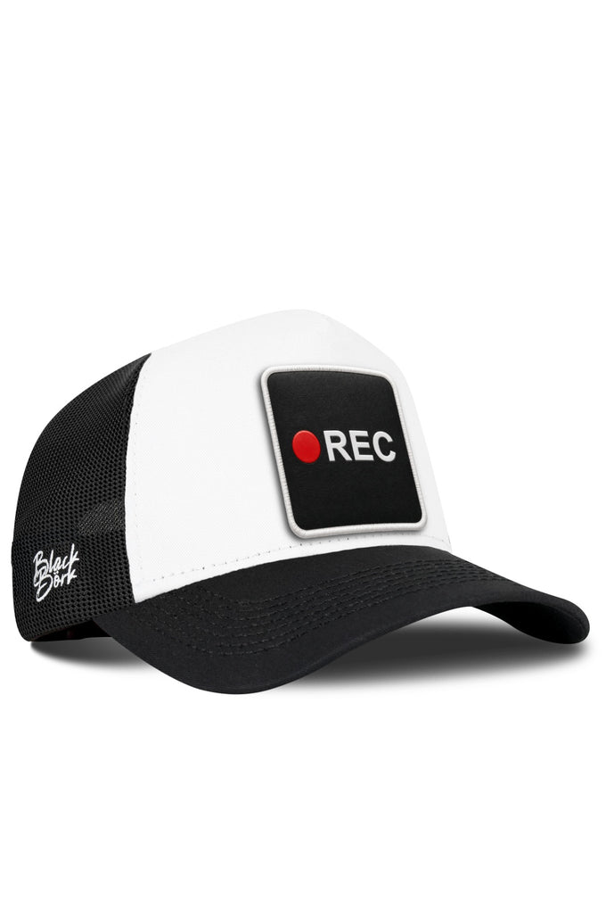 Rec Logolu Siyah-Beyaz Trucker Şapka