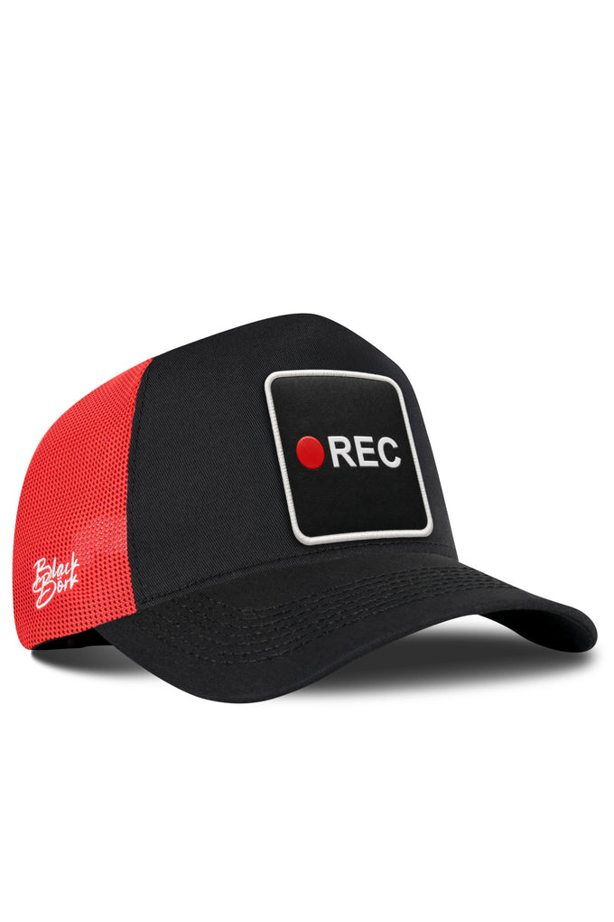Rec Logolu Siyah-Kırmızı Trucker Şapka