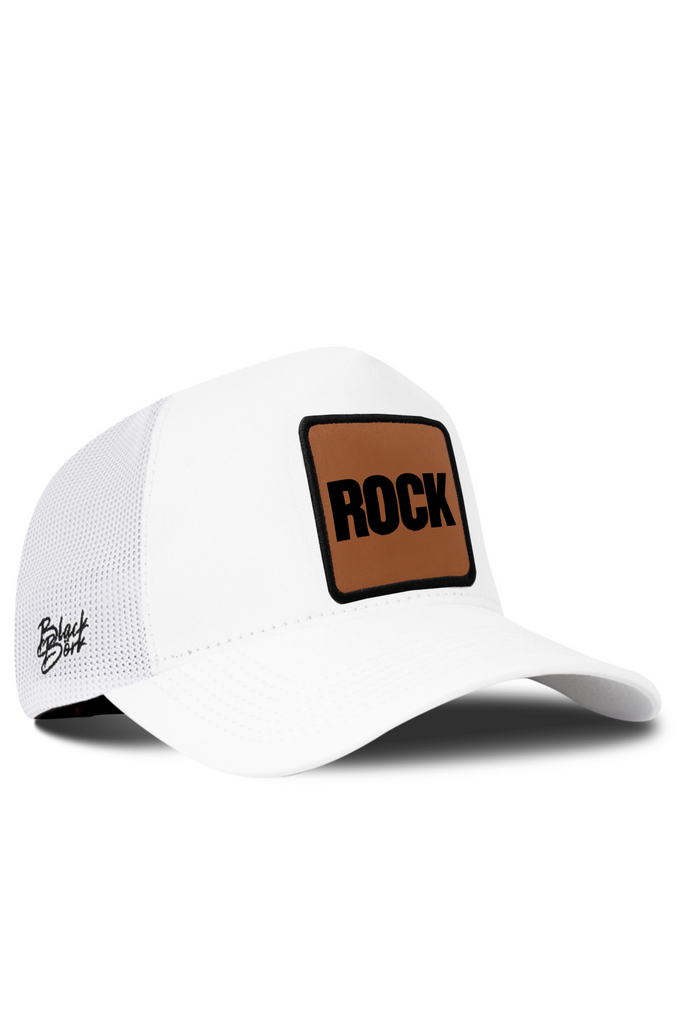 Rock Logolu Beyaz Trucker Şapka