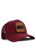 Rock Logolu Bordo Trucker Şapka