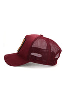 Rock Logolu Bordo Trucker Şapka