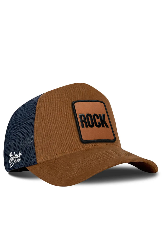 Rock Logolu Camel-Lacivert Trucker Şapka
