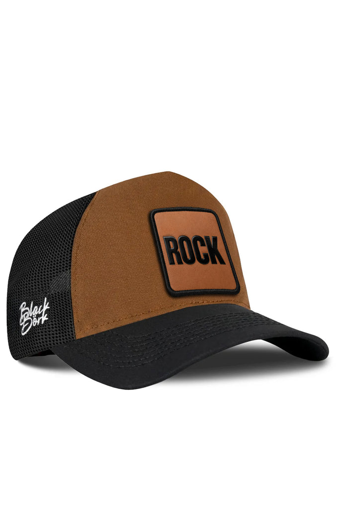 Rock Logolu Siyah-Camel Trucker Şapka