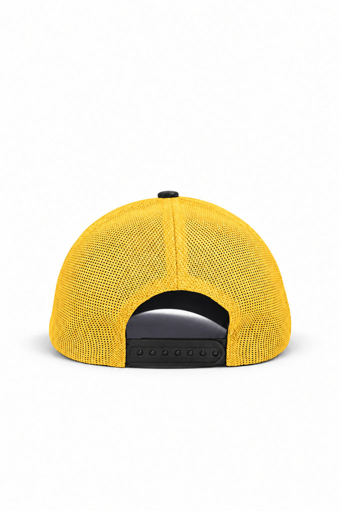 See You Later Never Logo Anthracite-Yellow Trucker Cap