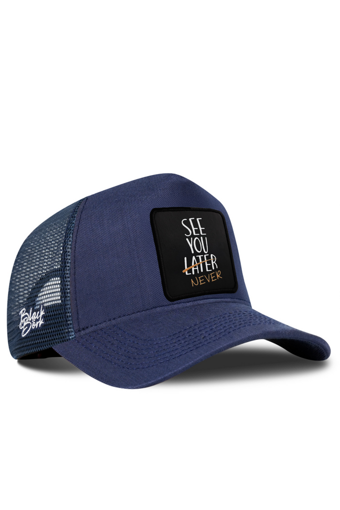 See You Later Never Logolu Cordura Lacivert Trucker Şapka