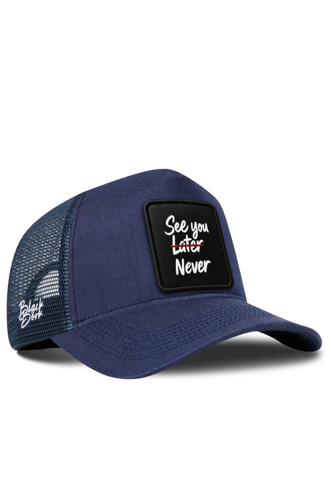 See You Later Never Logolu Cordura Lacivert Trucker Şapka