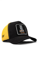 See You Later Never Logolu Cordura Siyah-Sarı Trucker Şapka