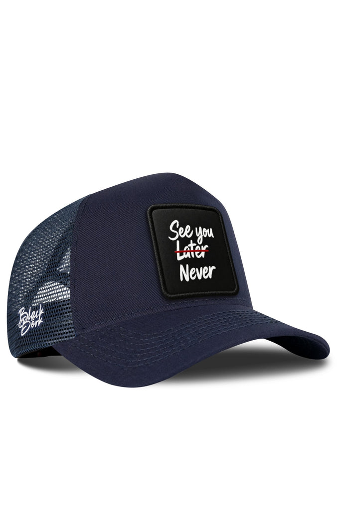 See You Later Never Logolu Lacivert Trucker Şapka