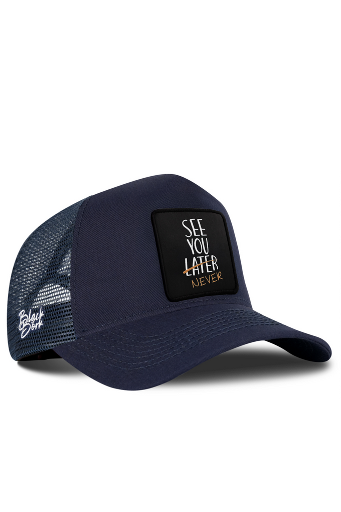 See You Later Never Logolu Lacivert Trucker Şapka