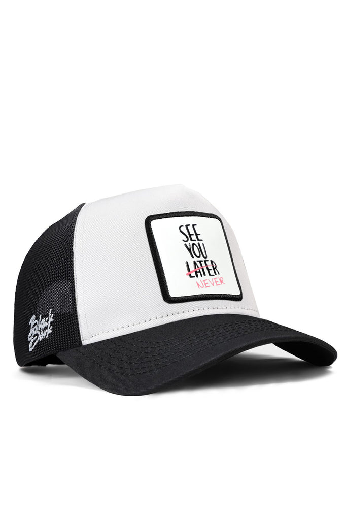 see-you-later-never-logolu-siyah-beyaz-trucker-sapka-5613 - BlackBörk TR