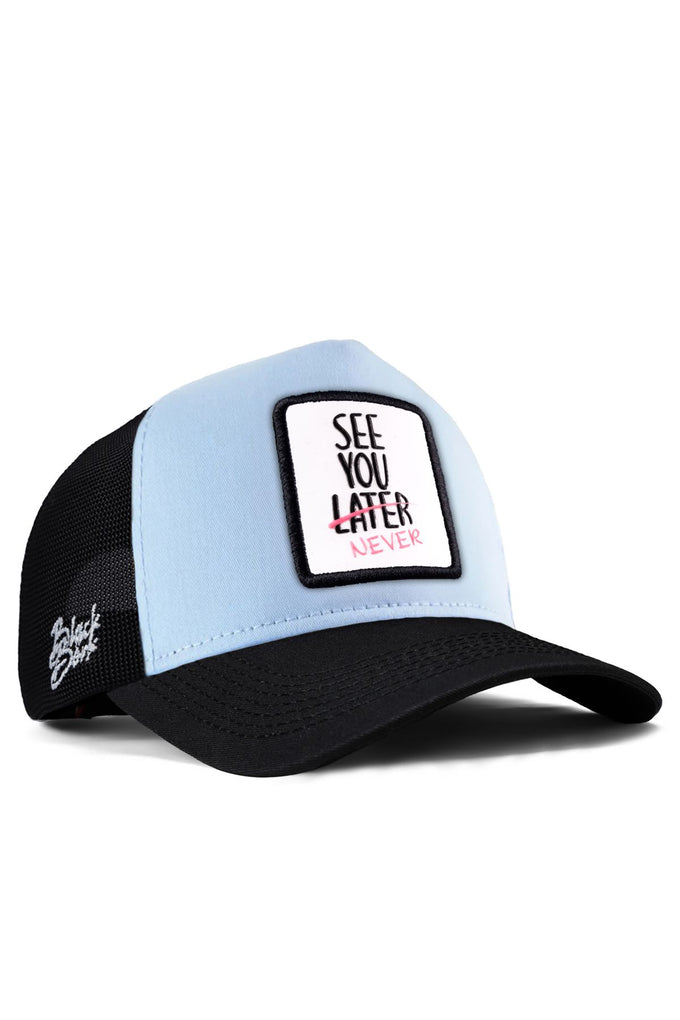 see-you-later-never-logolu-siyah-buz-mavi-trucker-sapka-2652 - BlackBörk TR