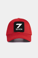 Red Baseball Cap with Six Number 7 Logo