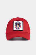 Red Baseball Cap with Six Lions Logo