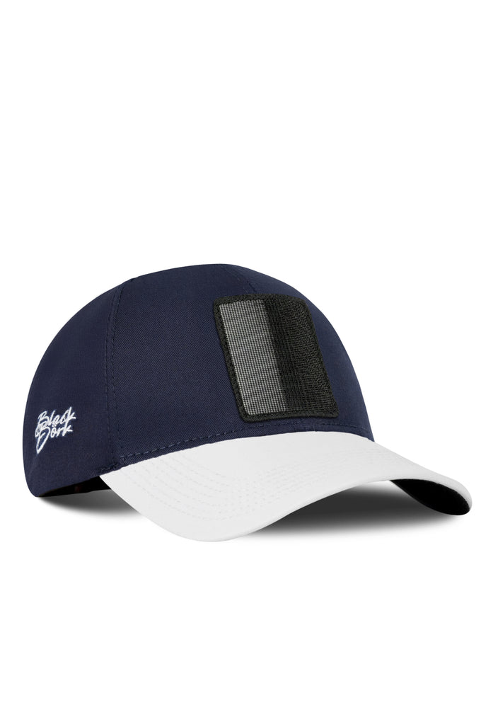 Six White and Navy Baseball Caps