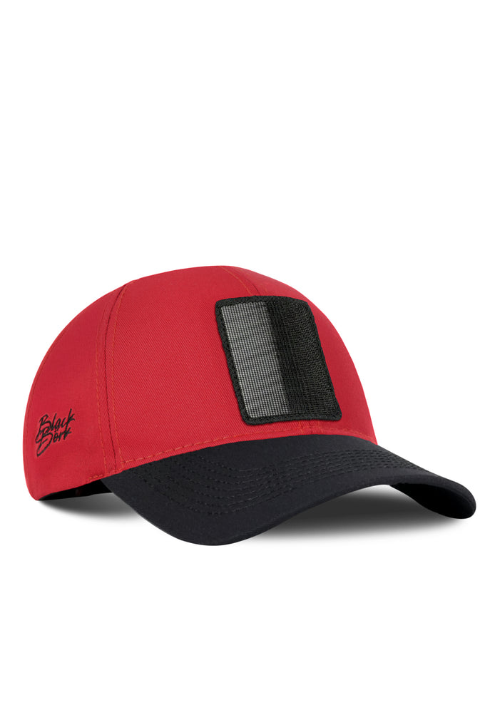 Six Black and Red Baseball Caps