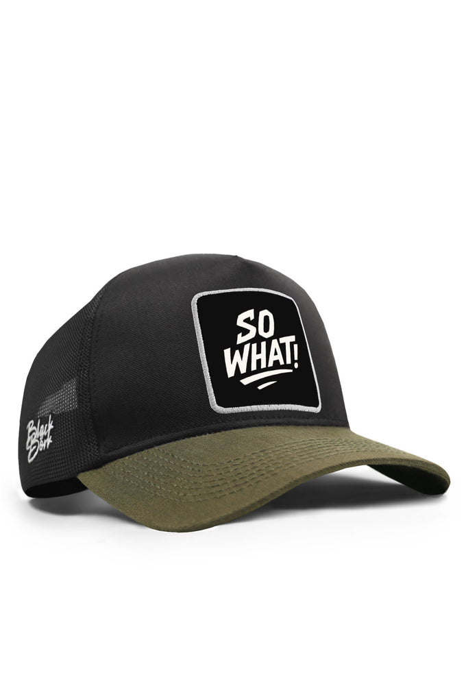 so-what-logolu-cordura-haki-siyah-trucker-sapka-4371 - BlackBörk TR