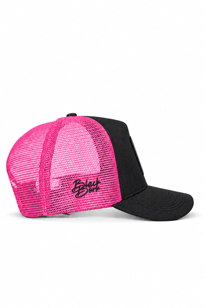 So What Logolu Cordura Siyah-Pembe Trucker Şapka